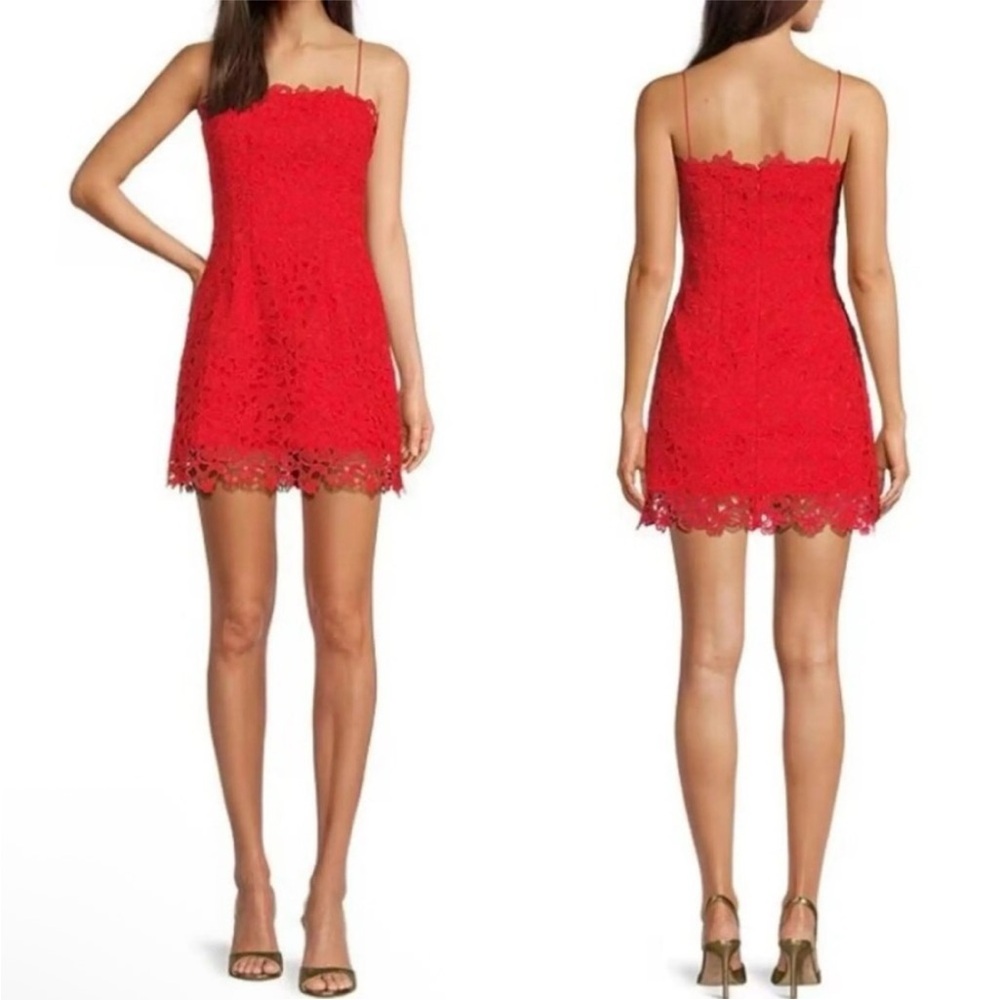 New Muse by Marchesa Red Lace Mini Dress size 10 - Picture 2 of 10